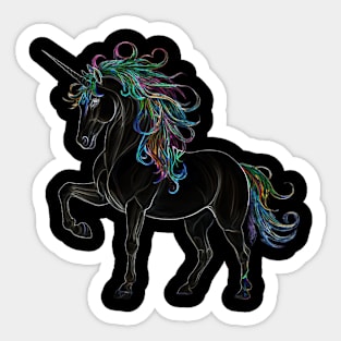 Black Unicorn with Rainbow Mane Sticker